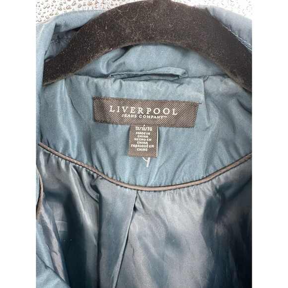 Liverpool Jeans Company Sz XL Blue Mystic Team Rain Jacket Coat Tie Button Up - Picture 3 of 5